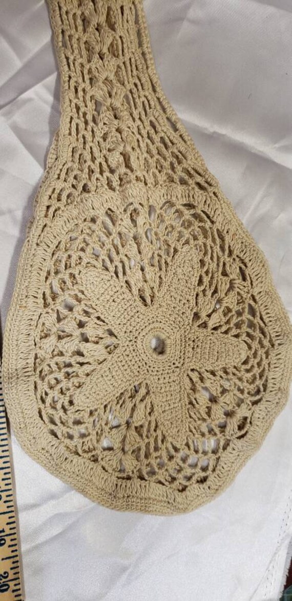 Vintage crocheted purse hand made round shape sta… - image 5