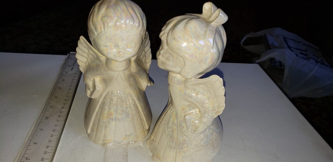 Vintage Kissing Angels Ceramic Excellent Condition Christmas Decor Etsy