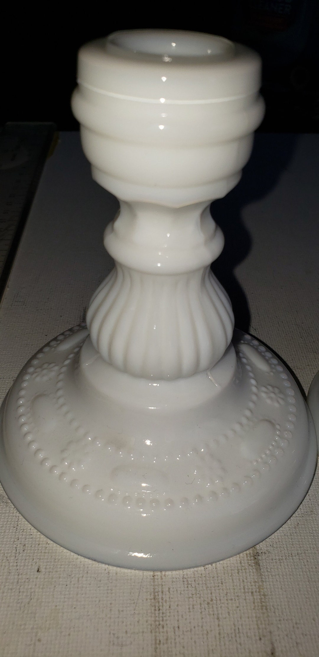 Set of 2 Kemple Milk Glass Candle Holders Excellent Condition Etsy