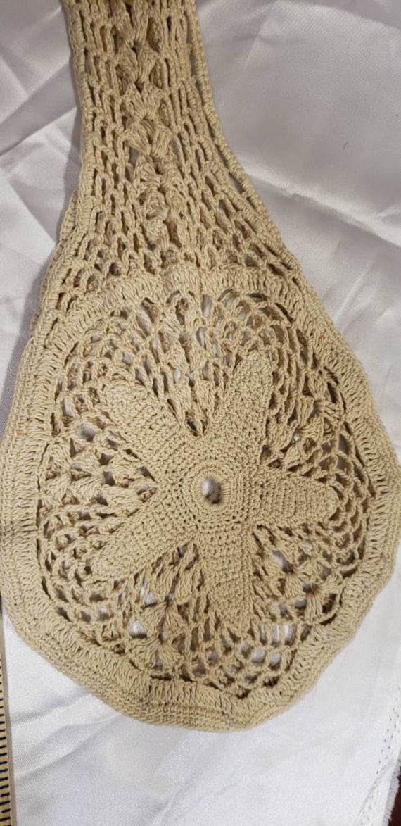 Vintage crocheted purse hand made round shape sta… - image 4