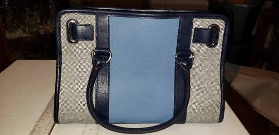 Michael Kors Satchel Blue and White Purse Excellent Condition Etsy Canada