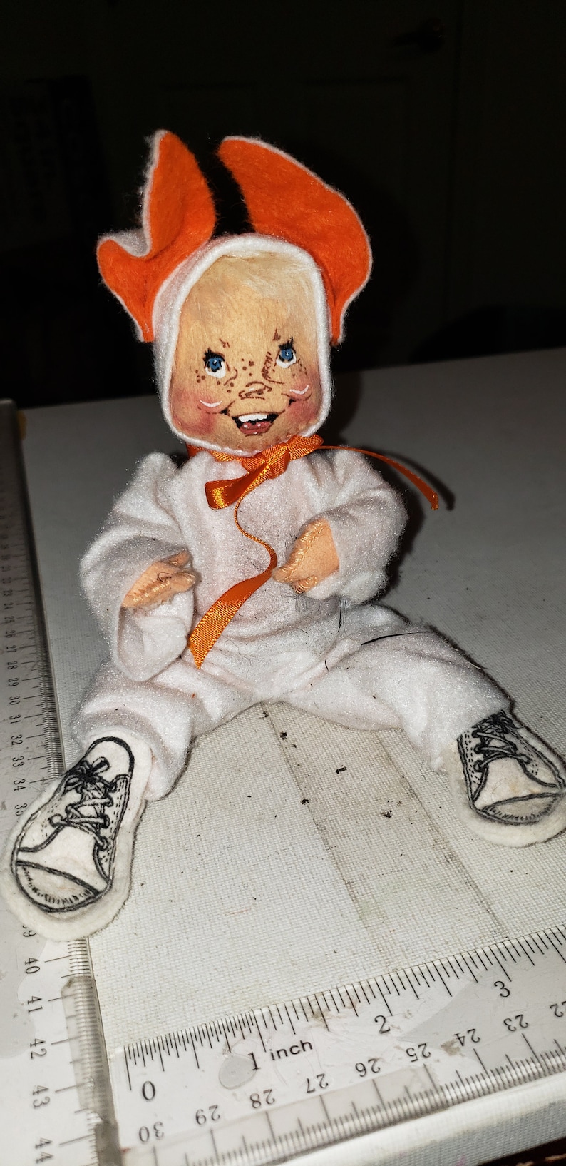 Anna Lee doll Child in bunny suit with bag Halloween decor good condition image 1