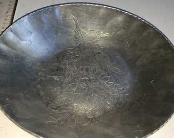 Hammered Aluminum bowl flowers Federal Silver Co. excellent condition