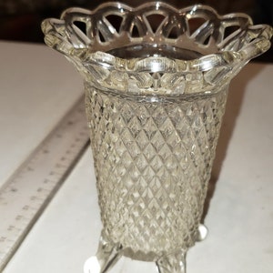 Imperial glass lace edge footed vase excellent condition clear glass