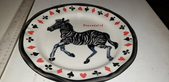 Ceramic Anthropologie Zebra Plate Nathalie Lete Excellent