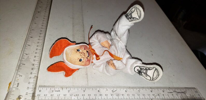 Anna Lee doll Child in bunny suit with bag Halloween decor good condition image 2
