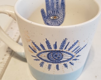 Gypsies and Moondust Hamsa coffee mug excellent condition