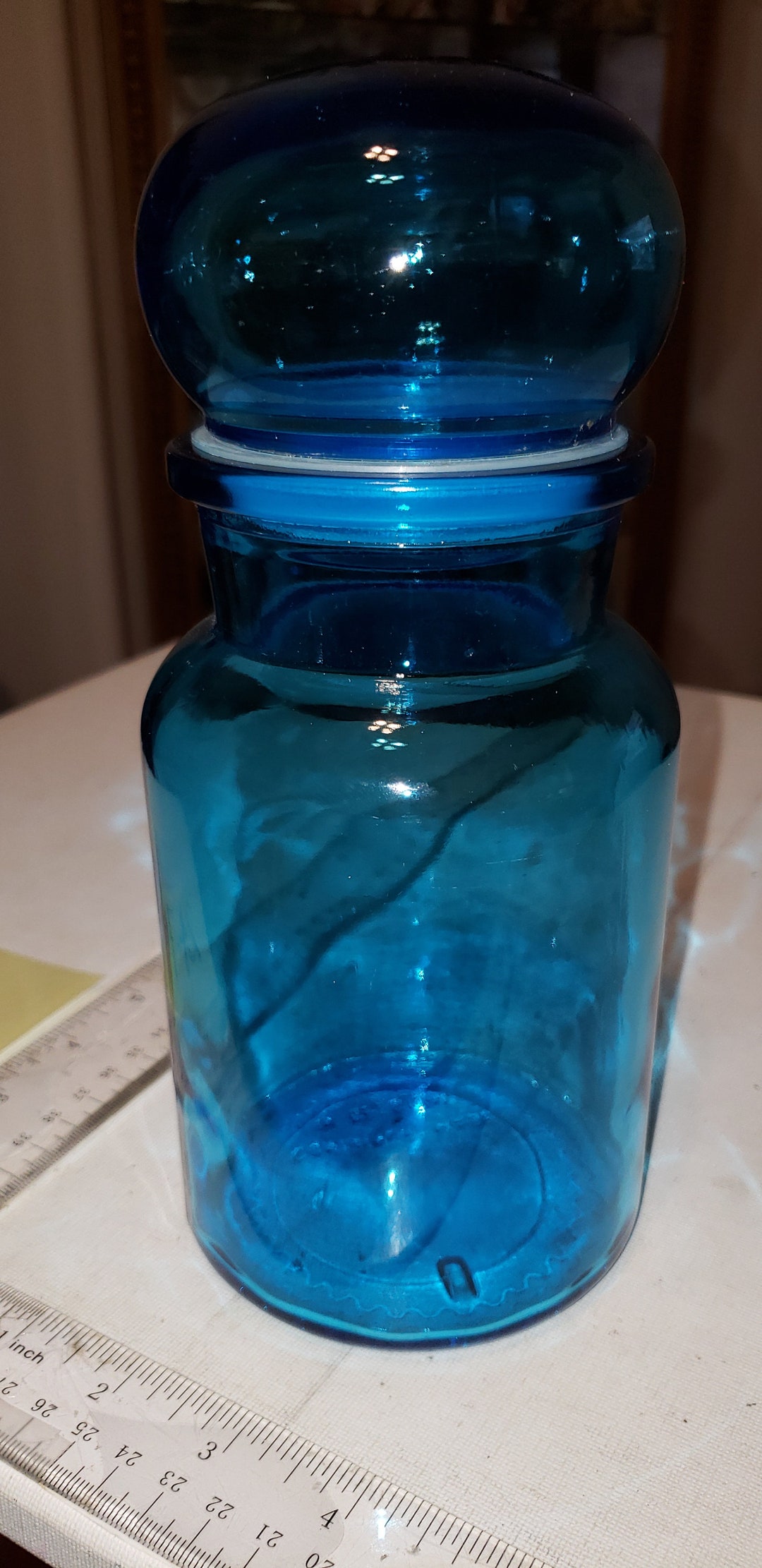 Blue Bubble Top Container Jar Belgium Excellent Condition - Etsy