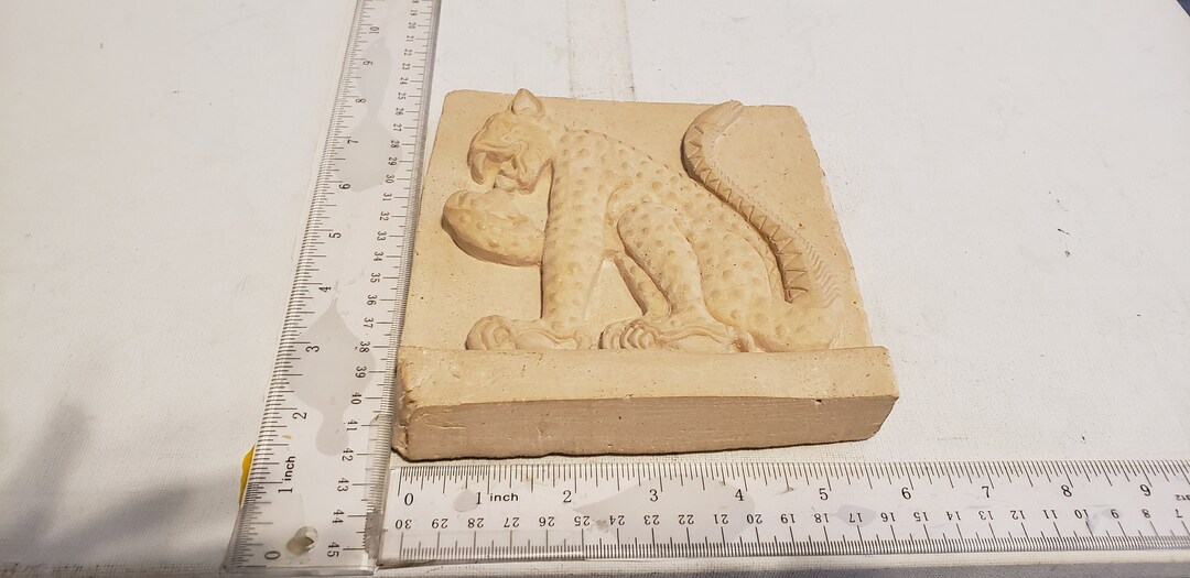 Mayan Jaguar Carved Plaster Cast Wall Decor Desk Decor Excellent ...