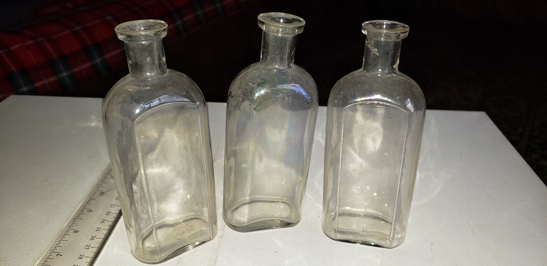 Lot of 3 Antique Glass Medicine Bottles Excellent Condition Etsy