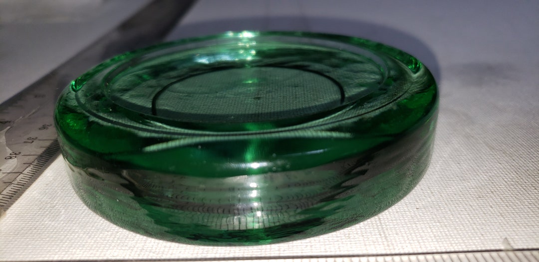Green Heavy Recycled Glass Pillar Candle Holder Excellent Etsy