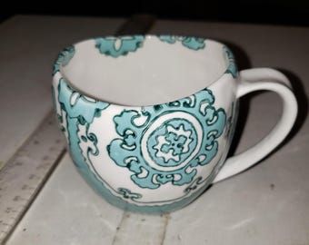 Anthropologie blue design coffee mug excellent condition marked
