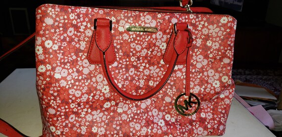 Michael Kors red floral purse excellent condition - image 1