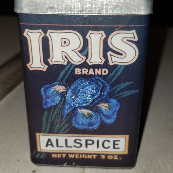 Vintage Iris Allspice metal container good condition