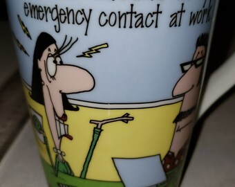 Coffee mug ceramic Starbucks emergency number excellent condition