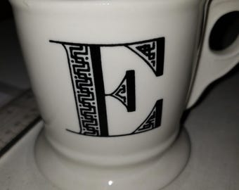 Anthropologie Letter E coffee mug Black excellent condition marked.