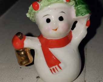 Tiny vintage Snowman Napco Ornament Christmas decor excellent condition