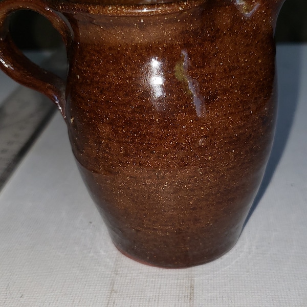 Brown pottery pitcher OLD TIME POTTERY excellent condition