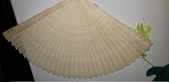 6 Vintage Chinese wooden fans with tassels in ori… - image 5