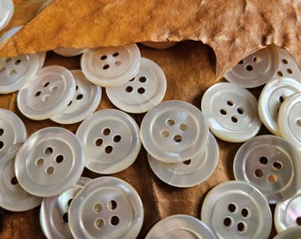 18mm Mother of Pearl Buttons, Italian Trocas Shell, Vintage Sewing