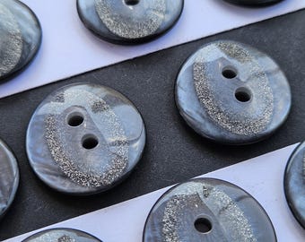 23mm Polyester Italian designer buttons Grey & "Sparkle" with blue tones.
