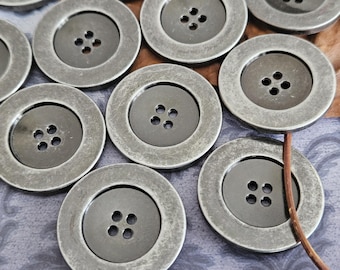 34mm  Big Buttons Antique Silver (lightweight) Italian 1 & 3/8" (54 Ligne)