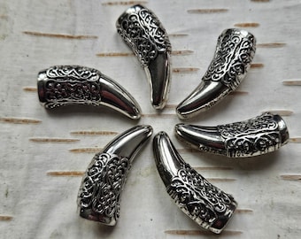 Vintage 38mm Silver look Tiger tooth shaped Toggle Buttons 1 & 1/2" (1980's)