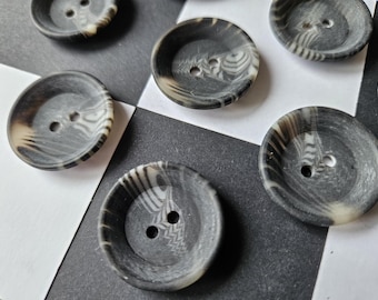 25mm Dark Grey Mix Polyester Horn Buttons, Italian VINTAGE  1" (40 Ligne)