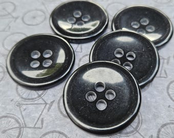 Big 34mm Black Classic Buttons   1 & 3/8" Solid Black