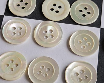 15mm Trocas Mother of Pearl Buttons  19/32" Broad rim edge, RARE