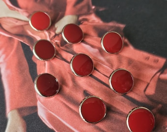 15mm Red Enamel Buttons Silver/Red 19/32" (Lightweight)