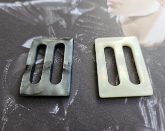 25mm / 1" Vintage Polyester Slides/Buckles  - Cream & Grey mix