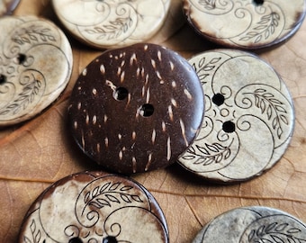 25 mm Coconut Buttons Laser Tri Swirl-ontwerp 1" bio-artikel