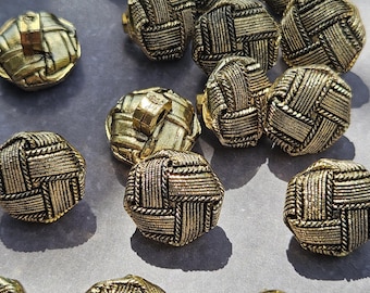 15mm Knot Style Antique Gold  Buttons  9/16" (lightweight) Vintage 1980's