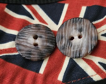 28mm  Hunter Horn Buttons 1 & 1/8" Brown /Cream mix urea. Very rare! (45 Ligne) Vintage