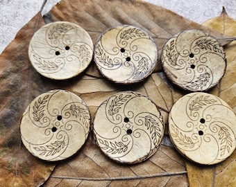 40mm BIG Coconut Buttons Laser Tri Swirl design  1 & 5/8"