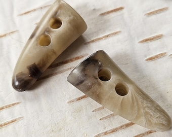 40mm Beige mix  1 & 1/2" Toggle Buttons Italian Made ( Polyester Horn )