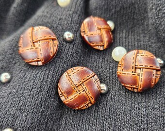 20.3mm  Leather look Buttons   13/16" Italian made Football Buttons