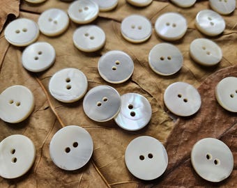 18mm Mother of Pearl Natural Buttons  Almost 3/4" Trocas MOP RARE FLAT Shape Organic