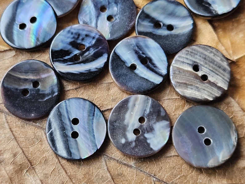 18mm Blue Mussel Real Shell Buttons Almost 3/4