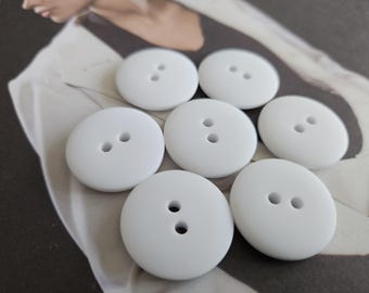 Chalk White Polyester Buttons, 25mm (1 inch), Sewing Supplies