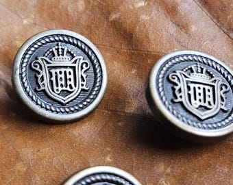 18mm  Antique Brass Crest Buttons (Lightweight) Military style