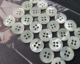 12,5 mm vintage witte parelmoer knopen 1/2" laatste paar