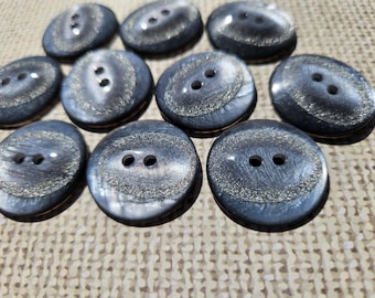 28mm Polyester Italian designer buttons Grey & "Sparkle" with blue tones. (44 Ligne)