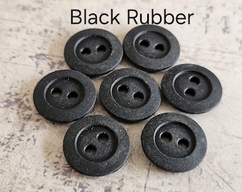 14mm Black Rubber Buttons  9/16" True Vintage (22 Ligne, Imperial size)