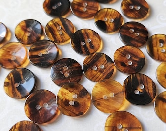 15 mm polyester knopen tortoise shell-look 9/16"