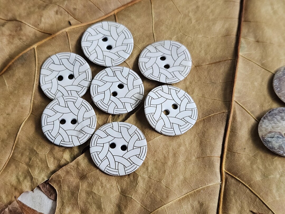 18mm Agoya Shell Buttons Coated & Laser Design Almost 3/4
