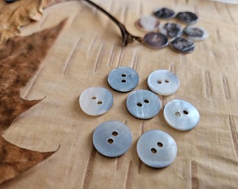 12.5mm Vintage Blue Hammer Pearl Buttons  1/2" Organic and Rare!