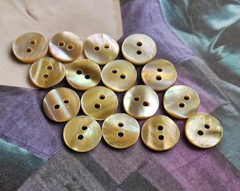 10mm Vintage Real Mother of Pearl Buttons  3/8" River Shell Gold Rainbow