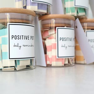 Positive Pot - Uplifting Daily Affirmations Jar, Mindfulness Gift, Self-care Notes for Positivity, Inspiration & Encouragement